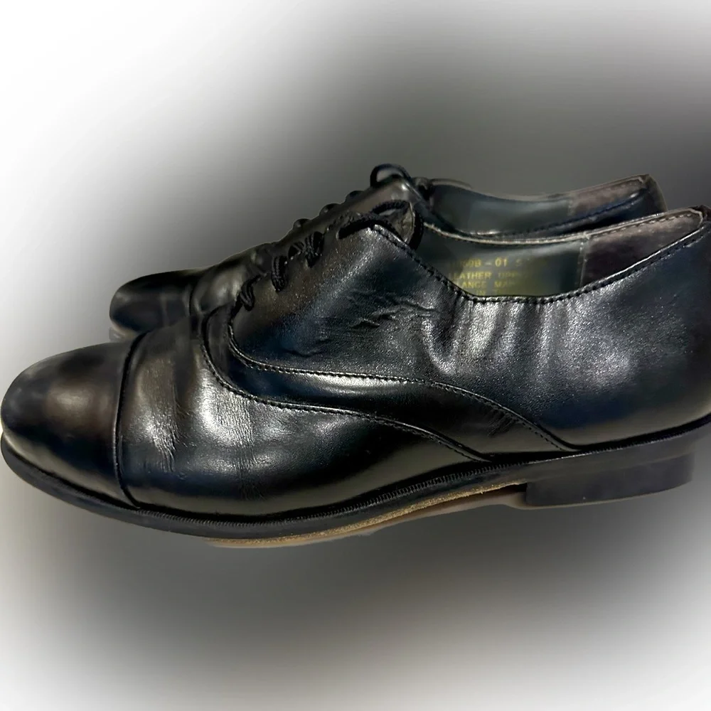 STACY ADAMS BLACK LEATHER LACE UP DRESS DANCE SHOE SZ: 5.5W CHURCH CASUAL STREET